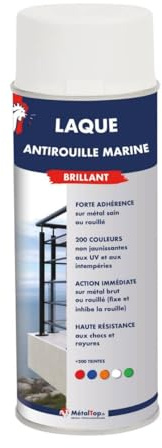 Laque Antirouille Marine - 0.4 L - Bombe 400 mL - Metaltop