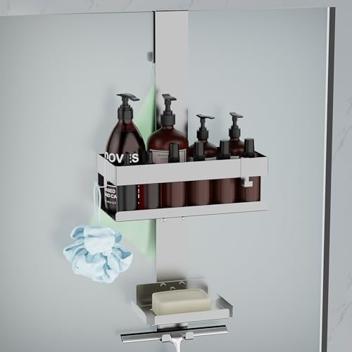 UUlioyer Estanteria Ducha para Colgar con Soporte para Jabón, Acero Inoxidable SUS304 Estante Ducha sin Taladro, Estantes Colgantes Baño para Colocar Gel de Ducha Champú (Plata -2)