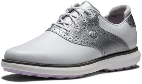 FootJoy Damen Fj Traditionen Golfschuh, Weiß, silberfarben, Violett, 39 EU