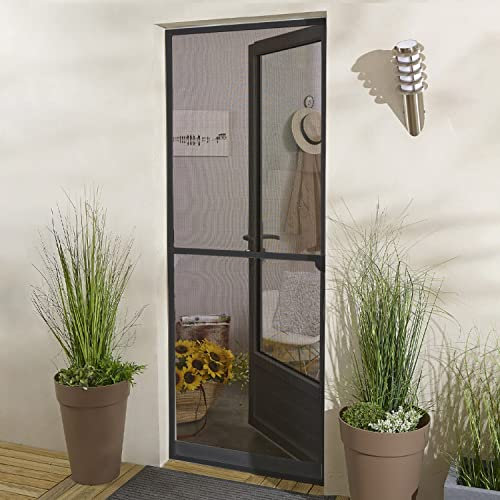 MADECOSTORE Moustiquaire Porte battante Aluminium pour Porte - recoupable - Gris Anthracite - L100 x H220cm