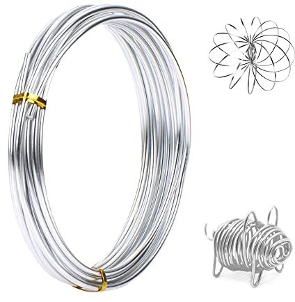 Aluminium wire 1mm x 20m, Bendy Craft Wire, Silver Plated Jewellery Wire, Flexible Modelling Wire Suitable for DIY Sculptures, Jewelry Making, Wire Weaving and Wrapping