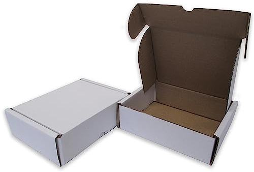 W.E. Roberts Pack of 50 Die Cut Postal Mailing Cardboard Boxes White (170 x 140 x 55mm)