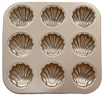 QENWKXZ Madeleine Mold Cake Baking Pan 6/9/12-Cavity Non-Stick Candy Mold Food Grade Carbon Steel Cake Mold Madeleine Pan Shell Shaped Baking Mold for Cookie Cake Chocolate(9cup)