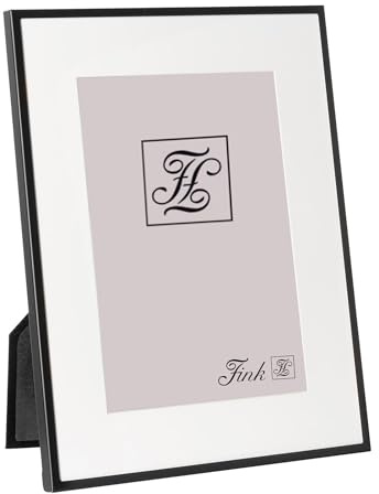 Fink Bilderrahmen 13x18 rechteckig – Fotorahmen schwarz mit Passepartout – Rückseite Samt - Rahmen Maße 18 x 23 cm – Geschenke für Frauen Geburtstag Hochzeitsgeschenk