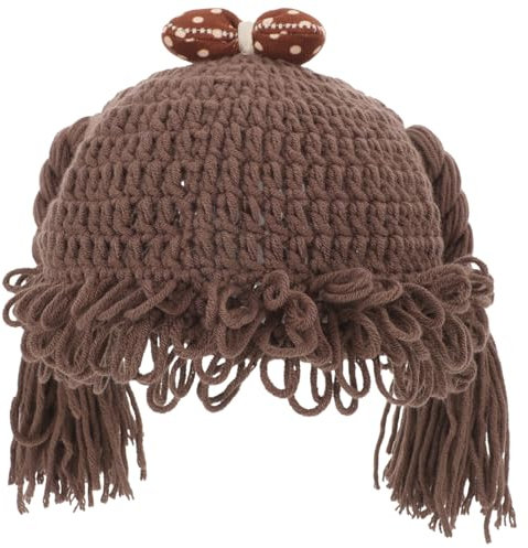 VALICLUD Babymütze aus Wolligem Garn mit Lustigem Zopfschmuck Komfortabel und Warm Wintermütze für Neugeborene und Kleinkinder bei Kalten Wintertagen