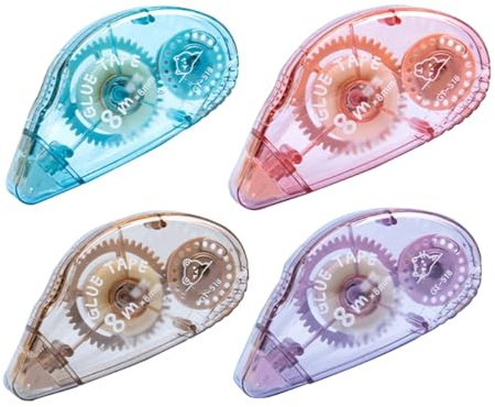 Korrekturband, 8 m x 8 mm, Taschenmaus, Korrekturroller, einfaches Korrekturband für Studenten, Schule und Büro, zufällige Farbe, 4 Stück