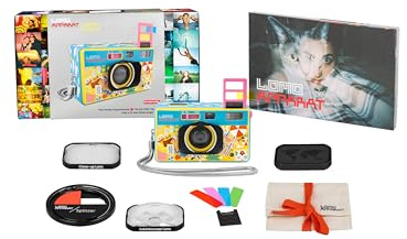 Lomography LomoApparat - Cámara de película de gran angular de 35 mm, edición de tortilla esponjosa, filtros de flash y color integrados, lente caleidoscopio, lente de primer plano, divisor