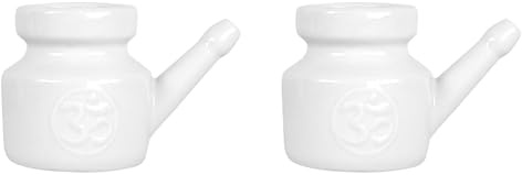 Daroplo 2X 350-Ml-Keramik-Neti-Topf, Nasenreinigungstopf, Langlebig, Auslaufsicher, zum Nasenspülen, Nasenspülen, Männer, Frauen,