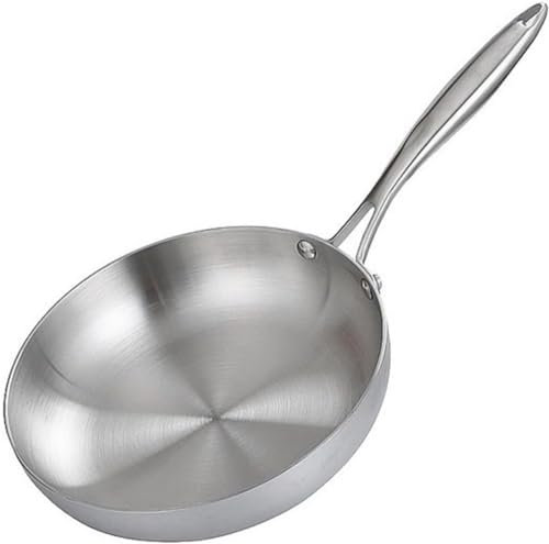 SnamicE Pentole da Cucina Padella in Acciaio Inossidabile, Padella Antiaderente Pentola per Bistecca Fritta Pentole da Cucina per Fornelli e Fornelli a Induzione Padella Antiaderente, 28 cm (22 cm)