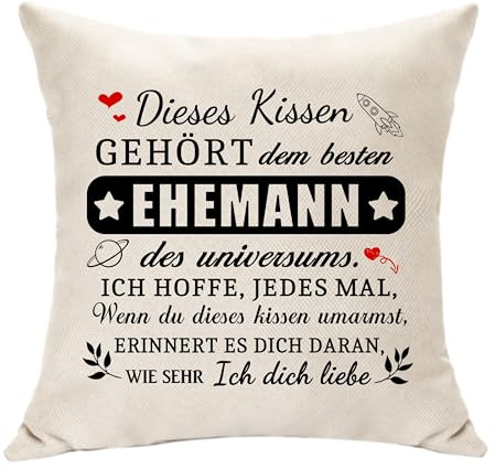 Hasodeo Original Ehemann Kissenbezug von Ehefrau - Geschenke für Männer Valentinstag Jahrestag Dekoration Kissen