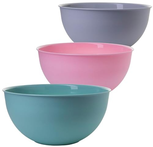 2friends Schüssel 5l, 13x24cm, 3er Set, Salatschüssel, Rührschüssel, Kunststoff (PP) BPA-frei, Farbe: hell grau, pastell rosa, grün, Made in EU