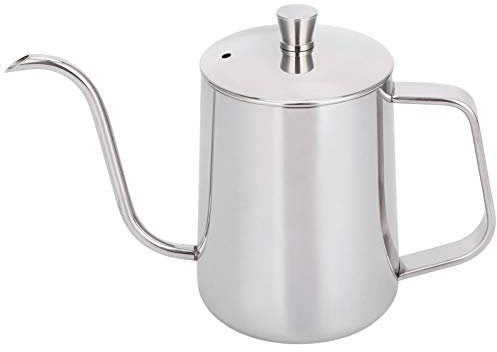 Kaffeekessel, 600 ml, Camp-Kaffeekanne, 304 Edelstahl, kleiner Übergieß-Kaffeekessel, Schwanenhals-Übergießkessel, Schwanenhals, langer, schmaler Tropfauslauf, Kaffee-Teekanne mit
