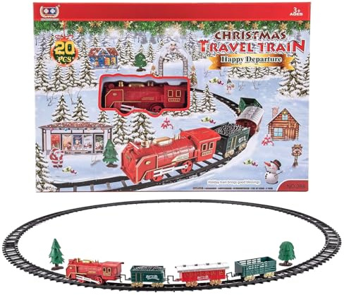 Conjuntos de trenes navideños alrededor del árbol,Juego de trenes para el árbol de Navidad - Juego de trenes multifunción para niños pequeños,Juego de trenes para niños creativos para niños pequeños