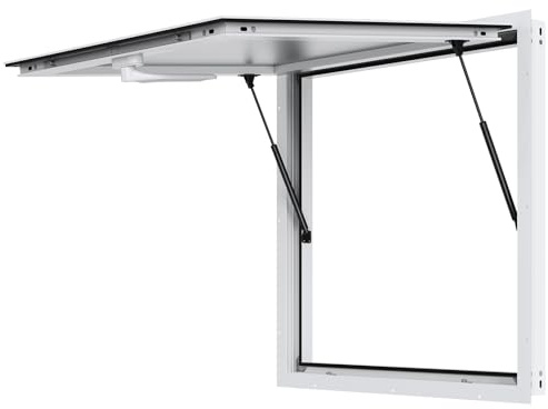VEVOR Ventana de Concesión para Camiones de Comida, Aleación de Aluminio, Ventana de Servicio de hasta 85 Grados con Puerta de Toldo y Gancho de Arrastre, para Camiones de Comida, 943 x 943 x 80 mm