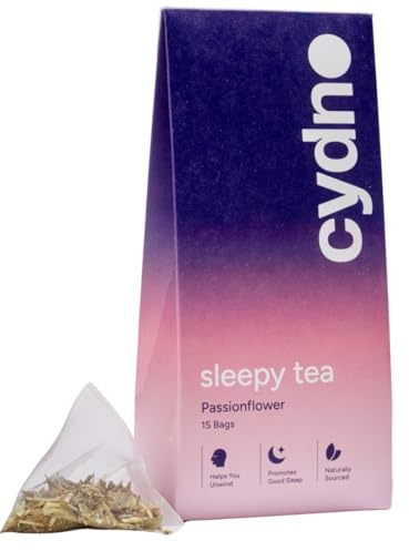 Cydno Passionflower Tea - 15 Pyramid Tea Bags for Deep Sleep, Relaxation, Stress Relief - Vegan, Plastic-Free