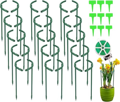 Pflanzenstützen für Pflanzen, 30 Stück Halbrunde Pflanzenstützen für Zimmerpflanzen Pflanzenstützring Gartenblumenstütze Pflanzenstützpfähle für kleine Pflanzen, Blumen, Gemüse (14 x 24 cm)
