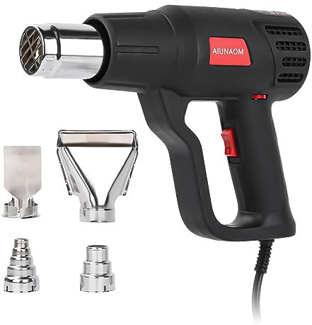 Professional 2000W Heat Gun, AIUNAOM Fast Heating 50℃- 650℃ Hot Air Gun Dual Temp Settings for Paint Removing Heat Shrink Wrapping (Black)
