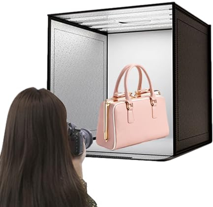 Scatola luminosa portatile per studio fotografico - pieghevole con luci a LED integrate | Kit fotomatone per fotografia di prodotto, anelli, trucco, animali domestici, artigianato e modelli | Te