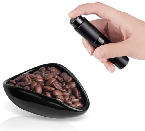 FEUNLEM Coffee Bean Dosing Cup and Spray Bottle Set - Ceramic Espresso Accessories Kit, 8ml Static Reducing Sprayer for Cafe, Home Use | Barista-Approved Dosing Tools (Black)