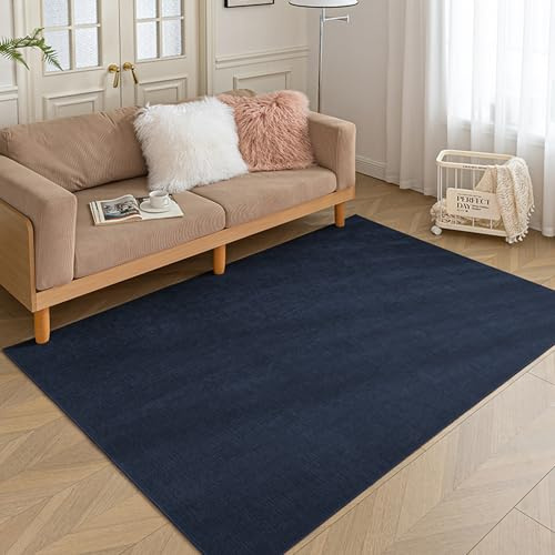 HARESLE Kurzflor Wohnzimmerteppich 140x200cm Marineblau Teppich für Lounge | 5mm Dicke, Dünner Teppich, Maschinenwaschbar, für Schlafzimmer, Kinderzimmer, Büro, Esszimmer