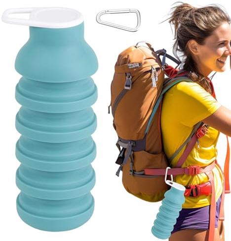 Genérico Vaso Plegable | Taza De Café De Silicona | Botella de Agua Portátil 600ml con Tapa para Senderismo Viajes en Avión Ciclismo Acampada Caminatas al Aire Libre
