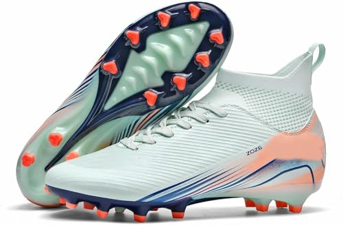 Kmrlofiy Fotbollsskor, herr, pojke, High Top Spike, mikrofiber, Cleats, professionella fotbollsskor, utomhus, atletisk, träningsskor, tävling, Amg J4, 43 EU