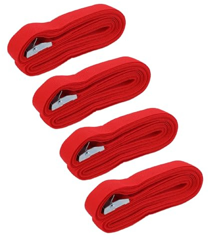 Locadence 4pcs cinghie per bagagli, cintura per valigia pesante, cinture da viaggio portatili regolabili, cinghia elastica del trasporto multifunzionale per campeggio (Rosso)