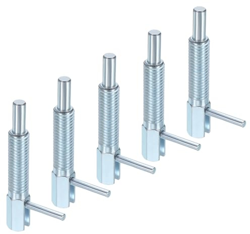 sourcing map 5Pcs Retractable Indexing Plunger Pin, M10 l Spring Plunger Carbon Steel Spring Loaded Latch Telescopic Locking Pin for Machinery Shipbuilding