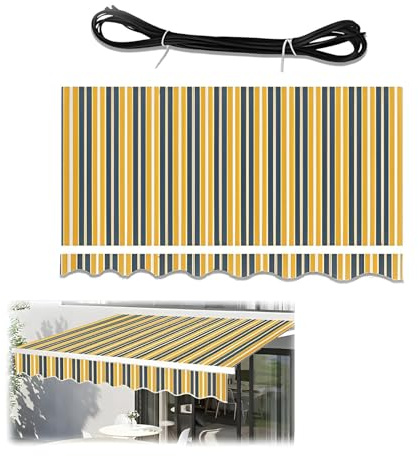 Generico Tessuto di Ricambio per Tende da Sole Retrattile per Balcone, Copertura Superiore avvolgibile per tendone Esterno, Impermeabile e Protezione Solare, per finestre, Veranda(17x20ft)