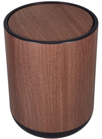 Amosfun Papelera De Plástico Doble Compartimento Con Tapa Abatible Imitación Madera Cubo Basura Ligero Para Cocina Baño Oficina Hogar Gestión Residuos y Reducción Olores