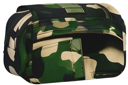 BSKGOHP Green Army Digital Camouflage Print Double Layer Pen Pencil Case Protective Large Capacity Storage Organizer