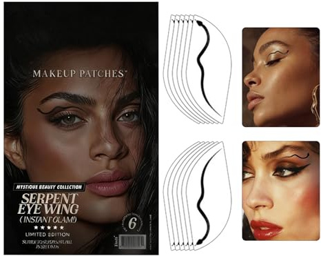 Eyeliner Sticker – vattentät 6 par långvariga semesterbehov, häxor ansiktsklistermärken – för häxkostym cosplay party festival jul semester resa höst evenemang smink