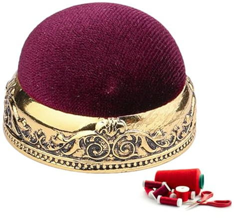 Pinkuddar för sömning, vintage nålkudde – Court Style halv-bollsform | Anti-dropping retro nålkudde med metallbas | sömstift och kuddar set för avancerade