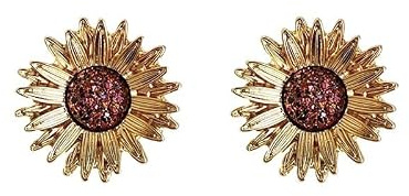 Boucles d'oreilles à tige en forme de tournesol doré pour femme – Bijoux bohème à paillettes | Boucles d'oreilles d'été vives