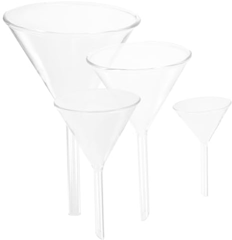 ULTECHNOVO Embudos de Laboratorio de Vidrio Transparente, Set de 4 Unidades Diferentes Diámetros (40, 60, 75 y 90 MM) para Uso en Cocina y Experimentos Científicos
