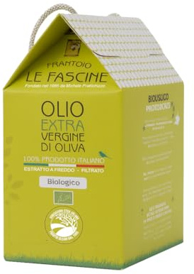 Le Fascine Olio Extravergine d'Oliva Provenzale Biologico 100% Italiano Prodotto da mono cultivar Provenzale (Bag in Box 3L)