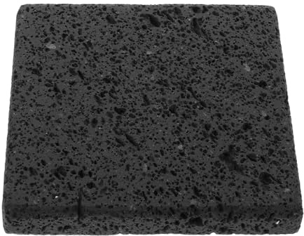 ANDRESLAD Piastra in Pietra Vulcanica Grigia 10x10x1,5 Cm per Barbecue Coreano, Teglia da Forno in Roccia Lavica Resistente ad Alte Temperature, Padella Portatile per Griglia a Gas e