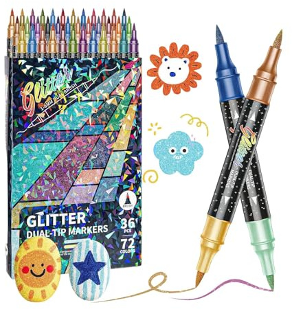 Tktouci Feutres Paillettes pour, Encre à Base d'Eau Séchage Rapide, Feutres contour scintillant stylos de couleur, Fournitures artisanat DIY maison école cartes de vœux scrapbooking