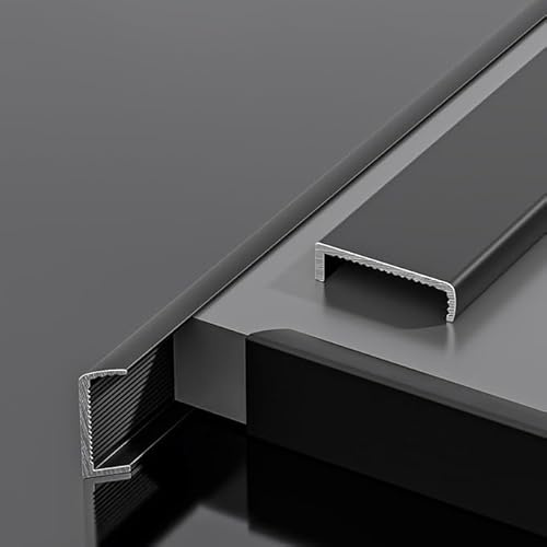 Coayuou Baguette Angle Aluminium Rail en U 100cm* 3 Pièces Baguette De Carrelage Baguette Finition Baguette Décorative, Résistante Aux Éclats Et Humidité, Facile À Installer(Black,18.6mm)