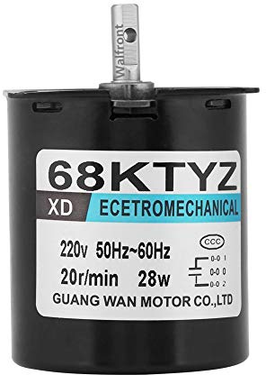 220v Electric Motor 68KTYZ AC 28W Small Adjustable Low Speed Permanent Magnet Synchronous Motor CW/CCW 2.5/20/30/110 RMP High Claw-pole Type for Turntable Rotisserie(20 RMP)