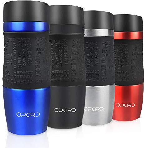 Opard Travel Coffee Cup Leakproof 350ml(12oz) Double-Walled Vacuum Insulated Travel Mug Reusable Stainless Steel Coffee Mug BPA Free for Men and Women(Blue)