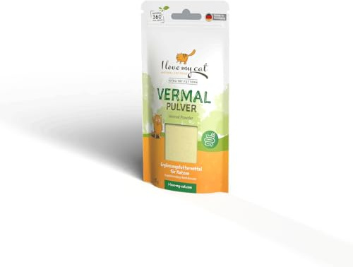 I Love My Cat Vermal Desparasitante Interno Natural para Gatos en Polvo, 35 g, Complemento contra Giardia, Gusanos y Parásitos Intestinales, con Semillas de Calabaza y Jengibre