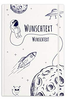 printplanet® - Notizbuch mit Name oder Text selbst gestalten - A5 Tagebuch personalisieren und bedrucken - Motiv: Astronaut
