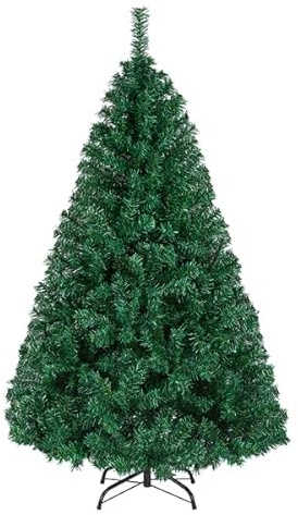 Yaheetech Albero di Natale Artificiale 152cm 718 Rami Incernierati Verde | Rami Folti Effetto Realistico in PVC Ignifugo, Supporto in Metallo Pieghevole Salvaspazio per Uso Domestica e Commerciale