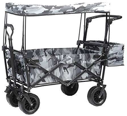 Bollerwagen faltbar Faltbarer Wagen mit Dach, All Terrain Camping Transportfahrzeug, Verstellbarer Griff, Nutzfahrzeug mit Bremsen, Tragende 100 Kg (Color : Style 1)