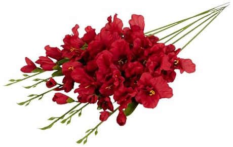 Seidenblumen Roß 6 Stück Gladiole 60cm rot FT Kunstblumen künstliche Schwertblume Blumen