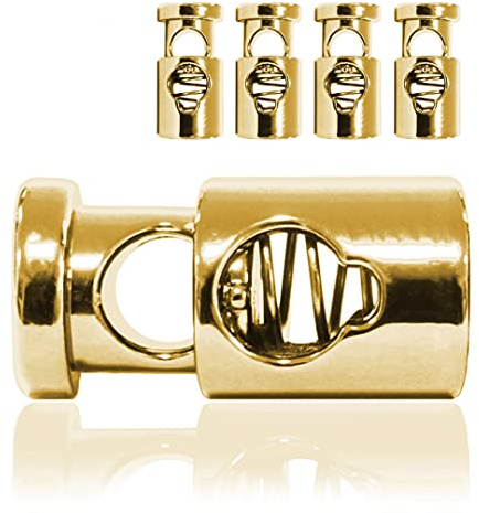 Ganzoo Kordelstopper Metall 4er Set, Kordelklemme gerade 1 Loch, für Zugkordeln, Schnürsenkel und Seil, zur Reparatur oder als Ersatz an Jacken, Hoodies, Taschen, Rucksack, Outdoor, gold