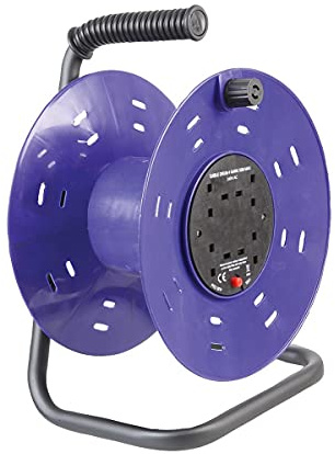 Ex-Pro 4 Gang Empty Cable Reel Drum, Freestanding Storage Stand Tidy, for up to 50m Lead