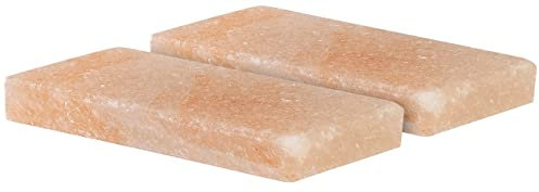 Rosenstein & Söhne Grillplatten: 2er-Set Salzsteinplatten für Grill & BBQ, rechteckig, 10 x 20 x 2,5 cm (Grillsalzstein, BBQ-Salzstein, Tablett)