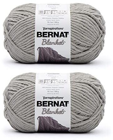 Bernat filt blekgrått garn – 2-pack med 300 g/10,5 oz – polyester – 6 superskrymmande – 220 meter – stickning/virkning
